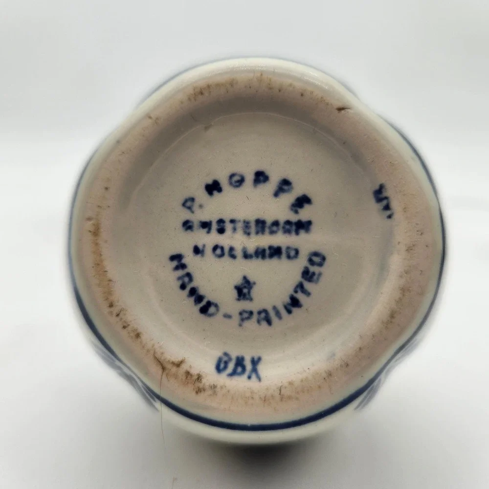 Vintage Delft Holland Miniature Vase & Bowl Set Windmill‎ Floral Hand Painted